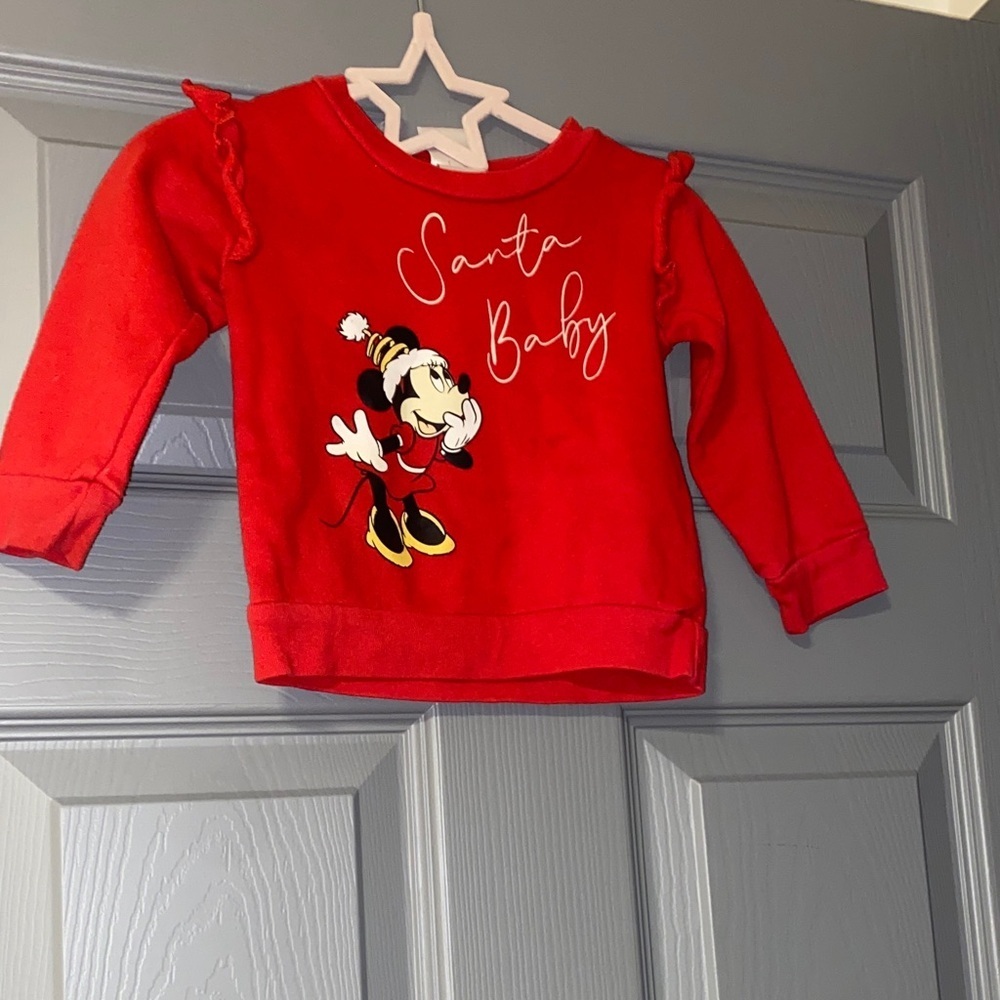 Disney Red 'Santa Baby' Kids Sweatshirt Christmas Top Winter Holiday